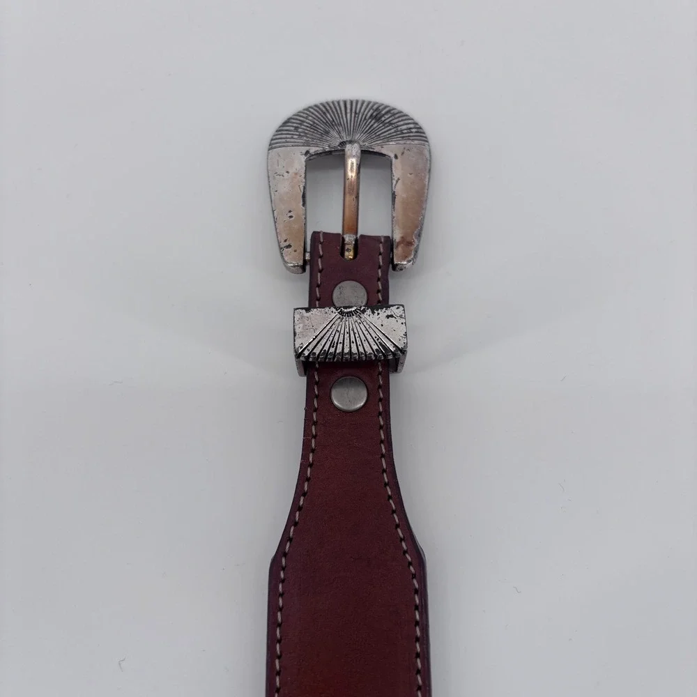 Silver Creek Leather Belt Mens 28 Brown Western Animal Concho Southwestern Aztec